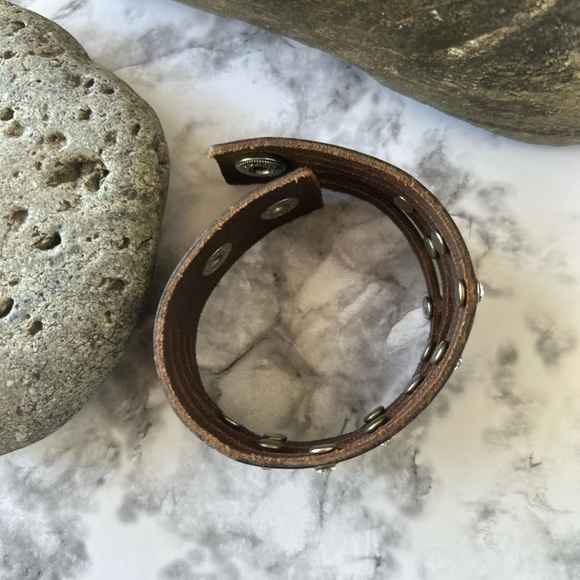 3/$20 Faux Leather Cuff Bracelet with Rhinestones - Picture 6 of 10